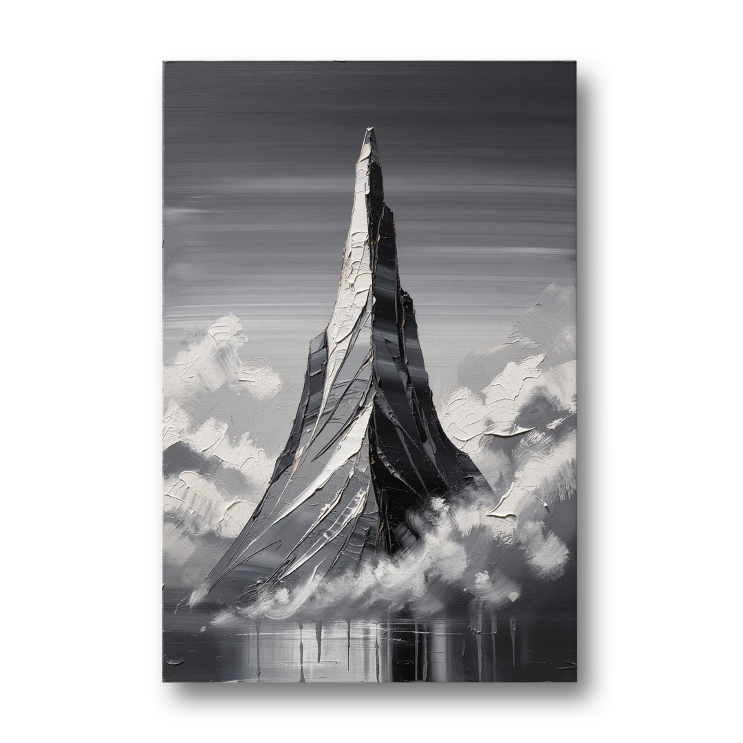 Black and White Granite Mountain Spire - Canvas Wall Art - Front