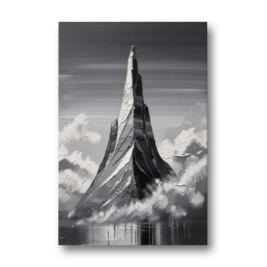 Black and White Granite Mountain Spire - Canvas Wall Art - Front