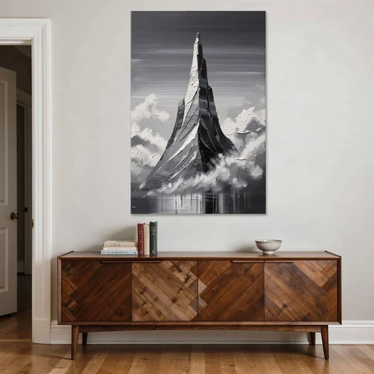 Black and White Granite Mountain Spire - Canvas Wall Art - Coffee Table - 40x60
