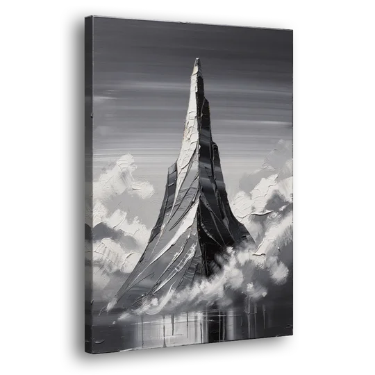 Black and White Granite Mountain Spire - Canvas Wall Art - Side