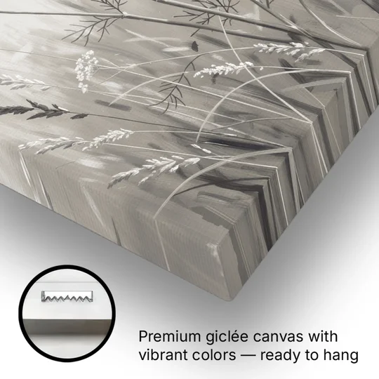 Black and White Queen Anne's Lace Flower Meadow - Canvas Wall Art - Gallery Wrap Corner