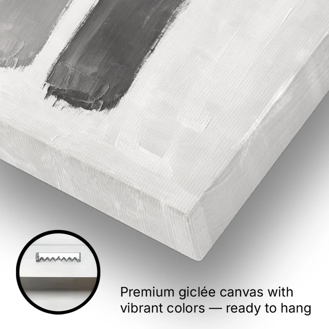 Black and White Stacked Brush Stroke Trio - Canvas Wall Art - Gallery Wrap Corner