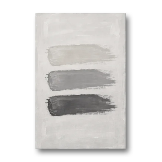 Black and White Stacked Brush Stroke Trio - Canvas Wall Art - Front