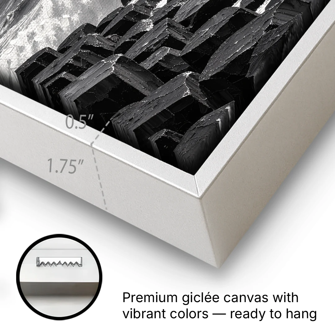 Black and White Wall Art for Living Room - White Framed Canvas Wall Art - Gallery Wrap Corner