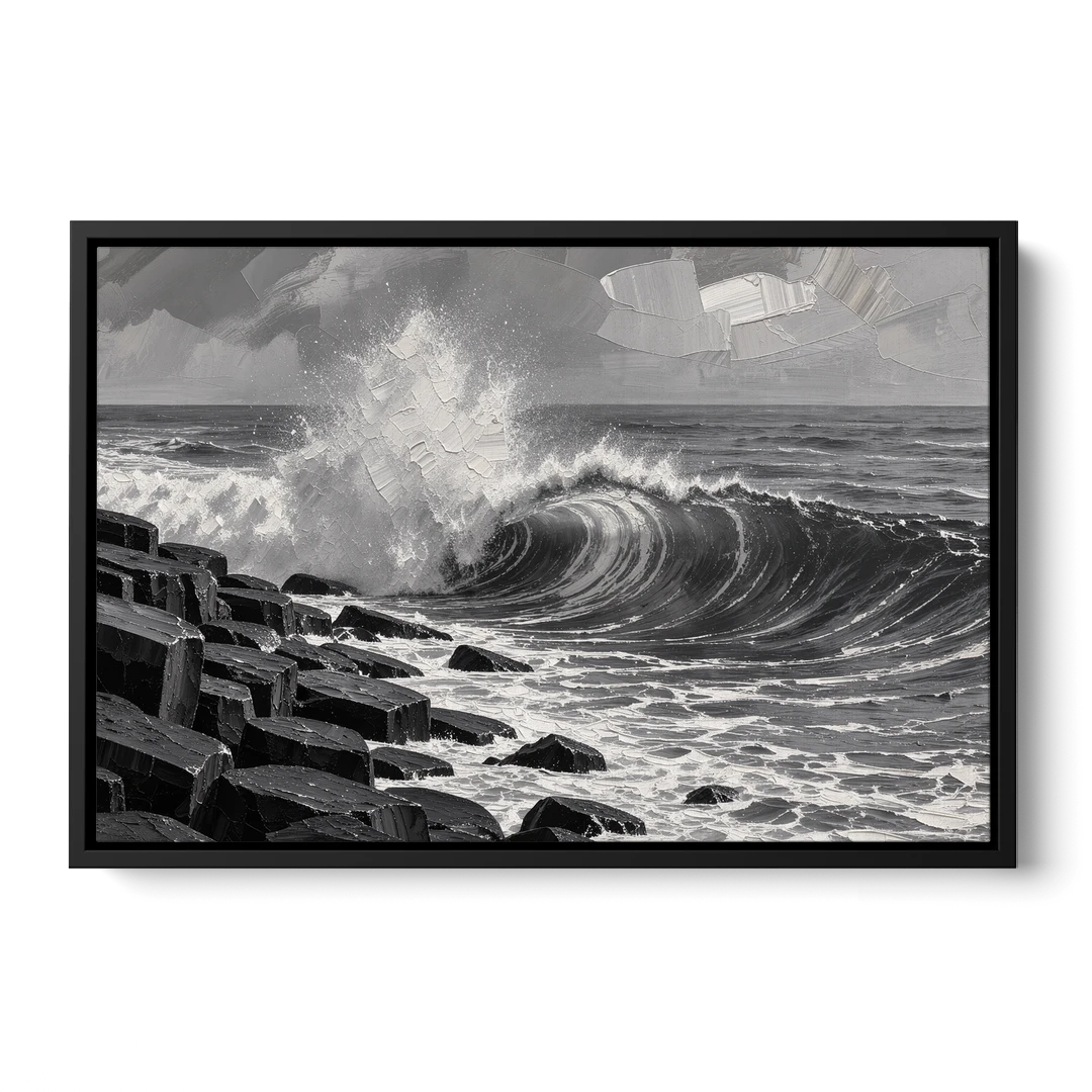 Black and White Wall Art for Living Room - Black Framed Canvas Wall Art - Front