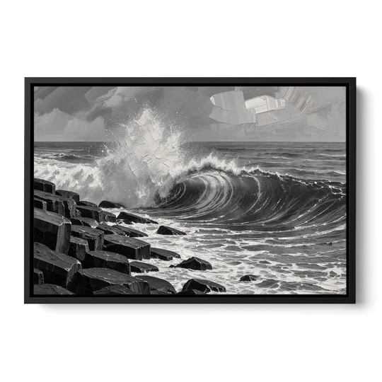 Black and White Wall Art for Living Room - Black Framed Canvas Wall Art - Front