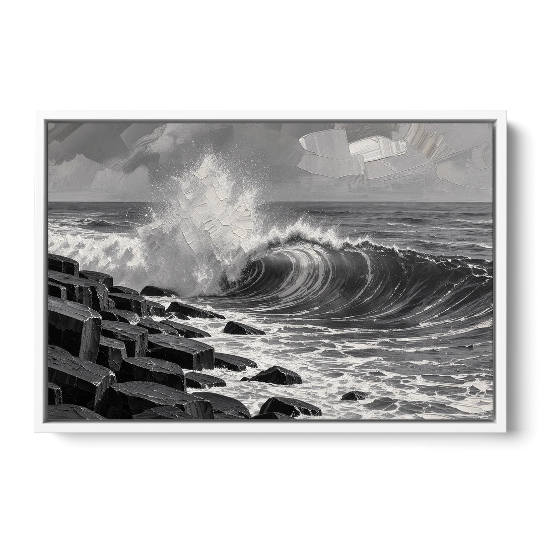 Black and White Wall Art for Living Room - White Framed Canvas Wall Art - Front