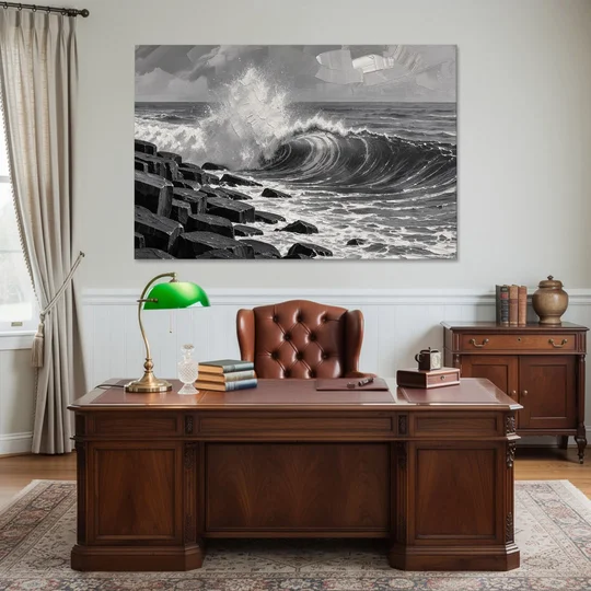 Black and White Wall Art for Living Room - Canvas Wall Art - Office - 60x40