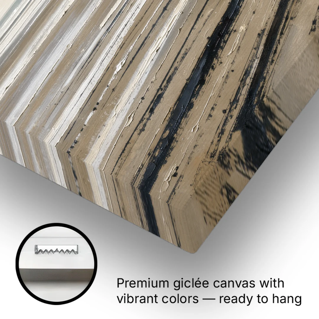 Black Brush Stroke Painting of Low Tide Sand - Canvas Wall Art - Gallery Wrap Corner