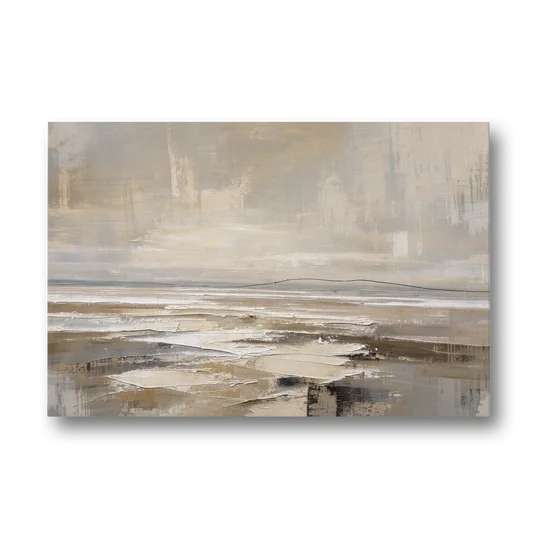 Black Line Abstract Painting Across a Salt Flat - Canvas Wall Art - Front
