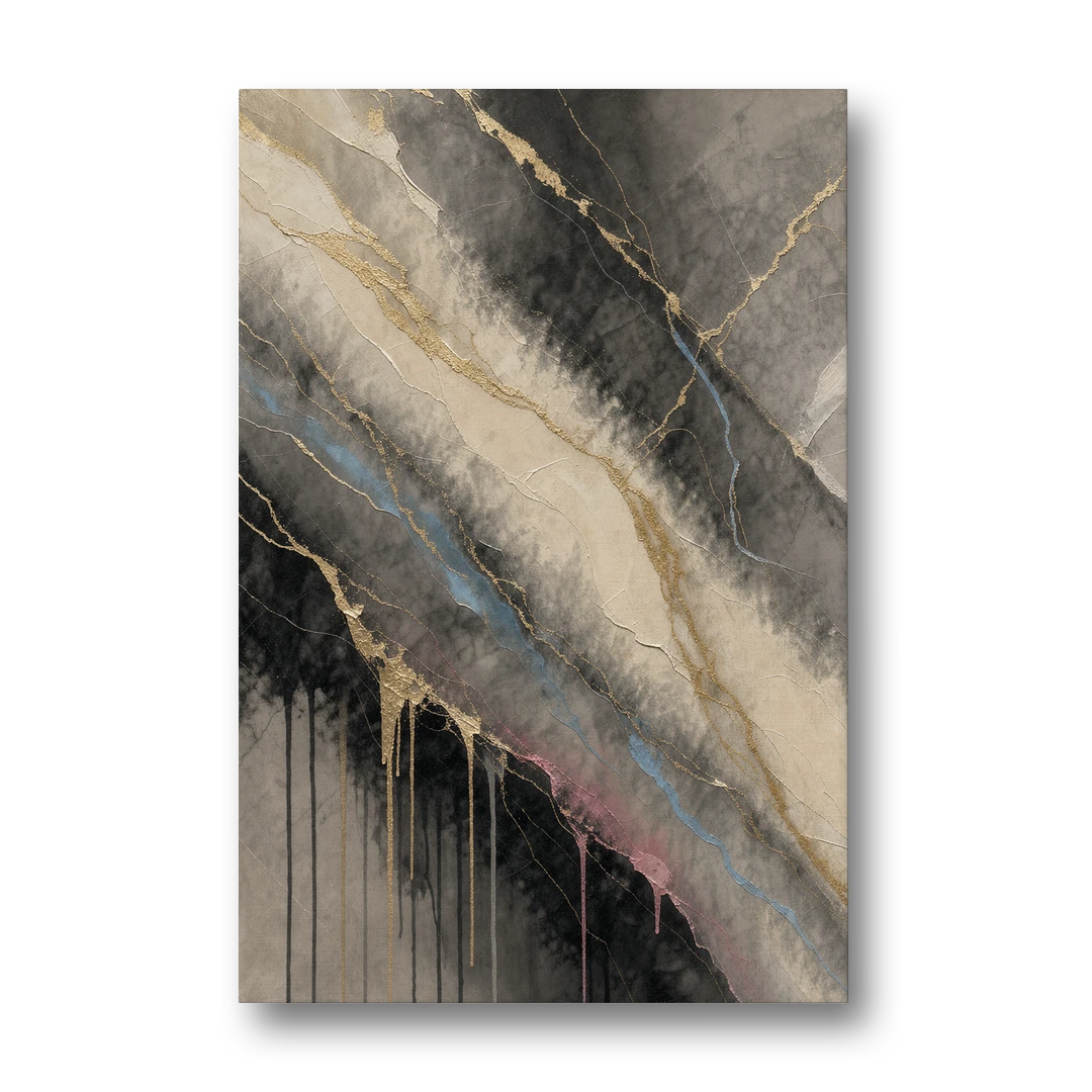 Black Marble with Gilded Veins for the Bathroom - Canvas Wall Art - Front