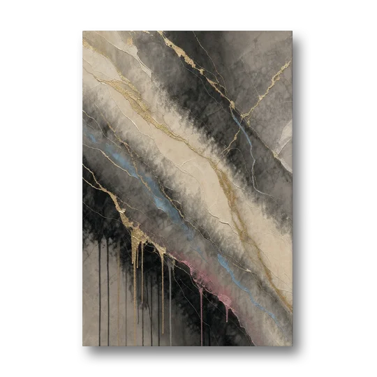 Black Marble with Gilded Veins for the Bathroom - Canvas Wall Art - Front