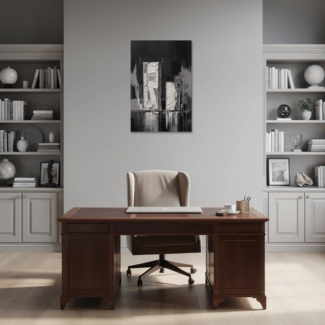 Black Minimalist Wall Art of Tall and Short Blocks - Canvas Wall Art - Office - 24x36
