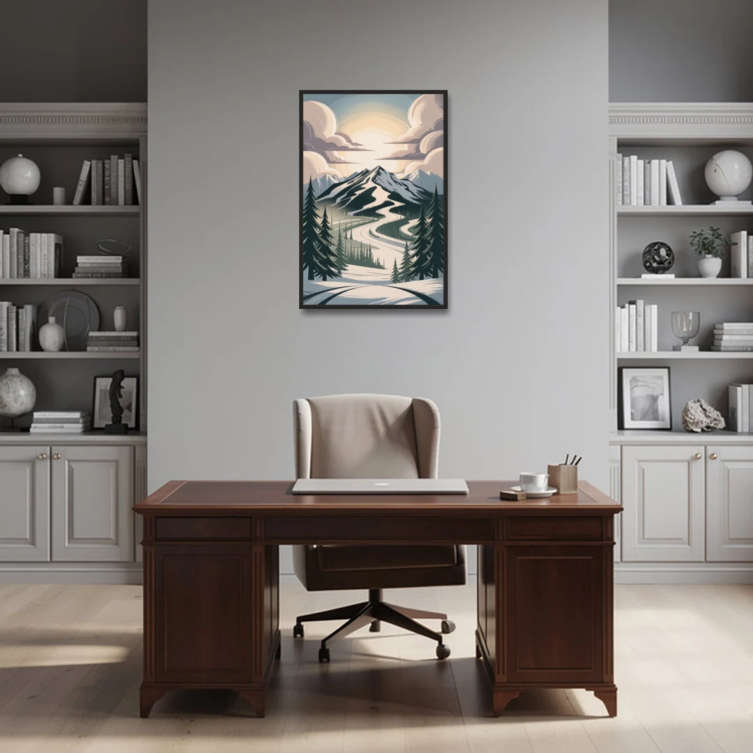 Blackcomb Mountain View - Black Framed Canvas Wall Art - Office - 24x36