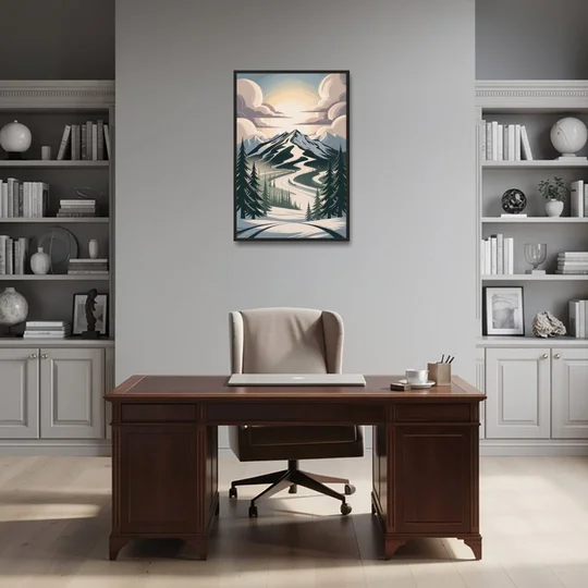 Blackcomb Mountain View - Black Framed Canvas Wall Art - Office - 24x36