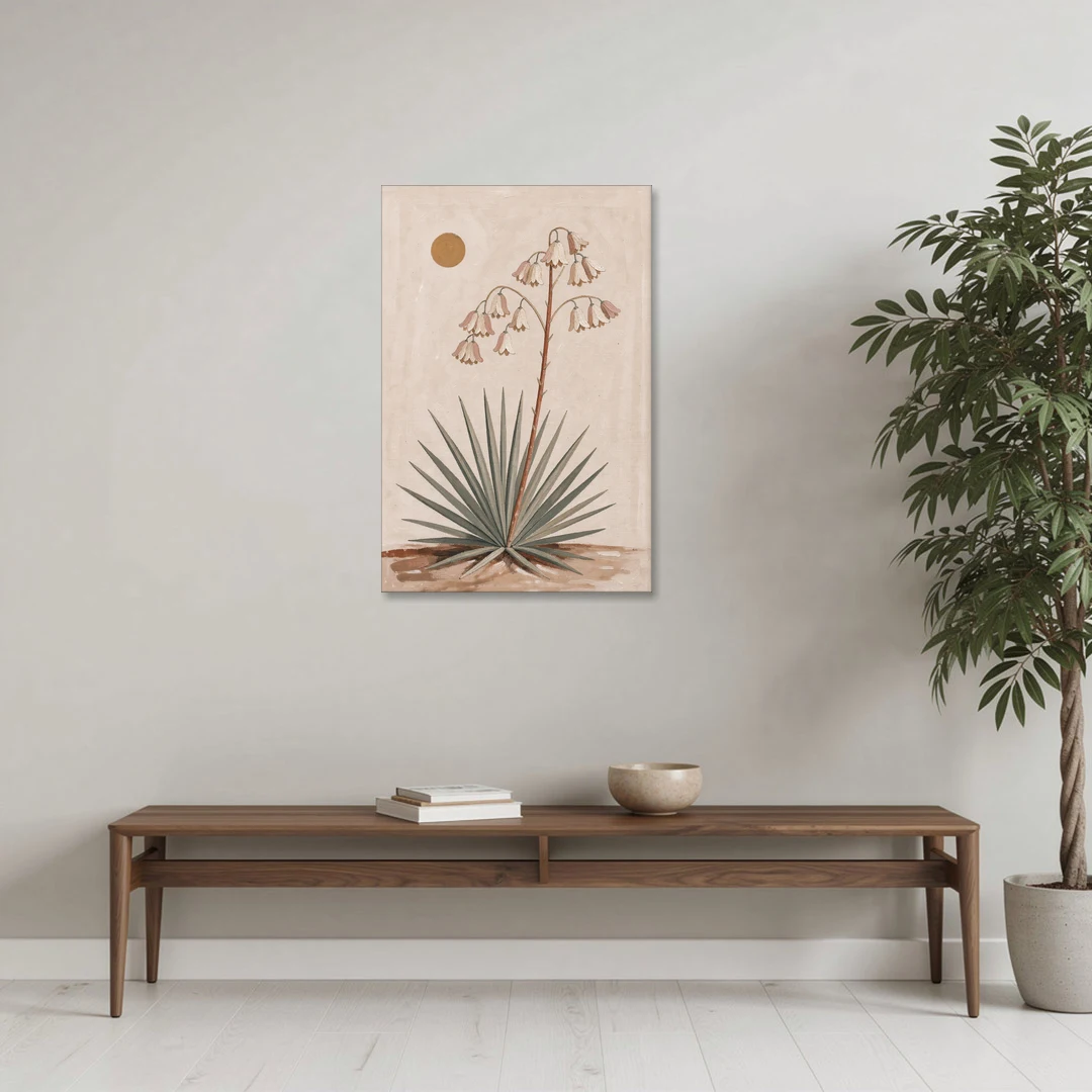 Blooming Yucca Stalk with Cream Bells - Canvas Wall Art - Coffee Table - 24x36