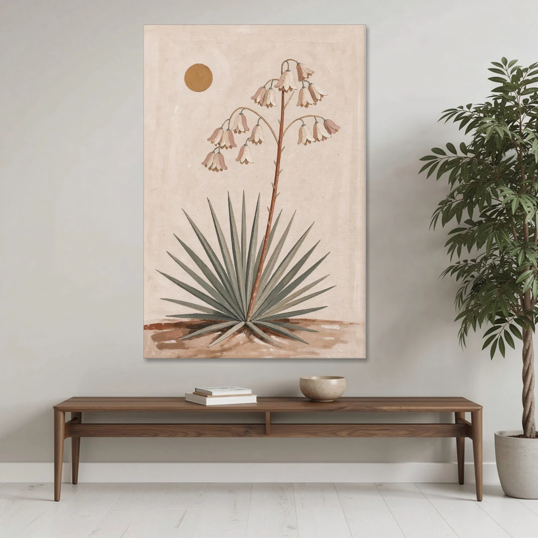 Blooming Yucca Stalk with Cream Bells - Canvas Wall Art - Coffee Table - 40x60