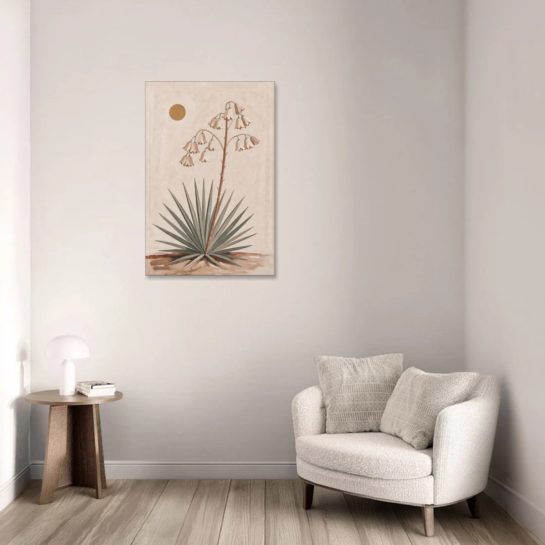 Blooming Yucca Stalk with Cream Bells - Canvas Wall Art - Sofa - 24x36