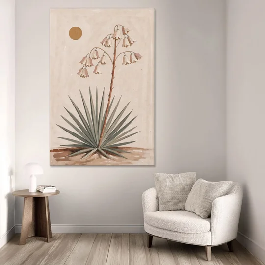 Blooming Yucca Stalk with Cream Bells - Canvas Wall Art - Sofa - 40x60