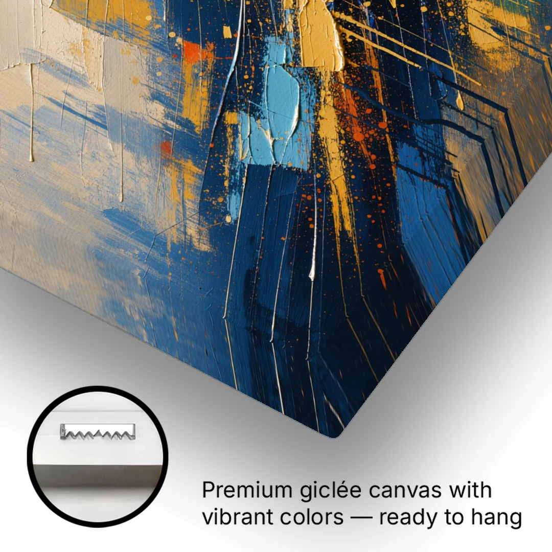 Blue Abstract Jewel Splatter Sweep - Canvas Wall Art - Gallery Wrap Corner