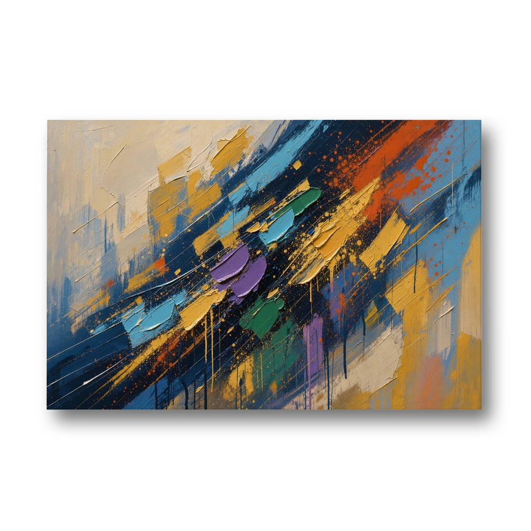 Blue Abstract Jewel Splatter Sweep - Canvas Wall Art - Front