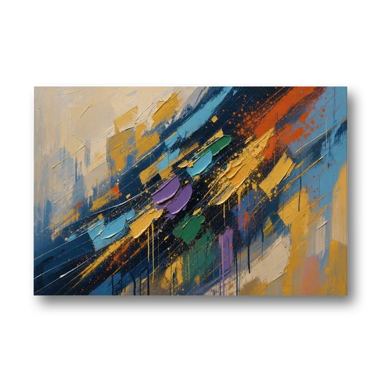 Blue Abstract Jewel Splatter Sweep - Canvas Wall Art - Front