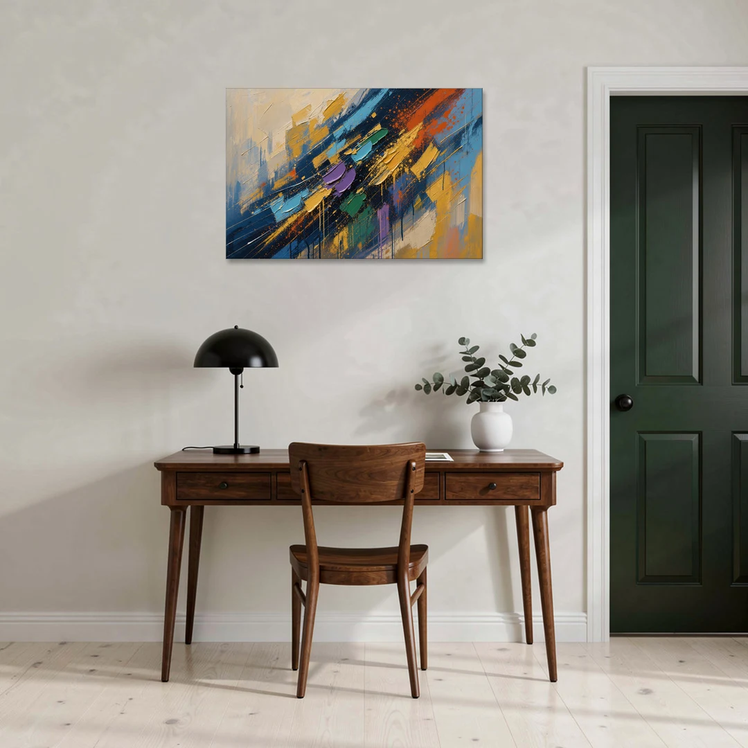 Blue Abstract Jewel Splatter Sweep - Canvas Wall Art - Office - 36x24