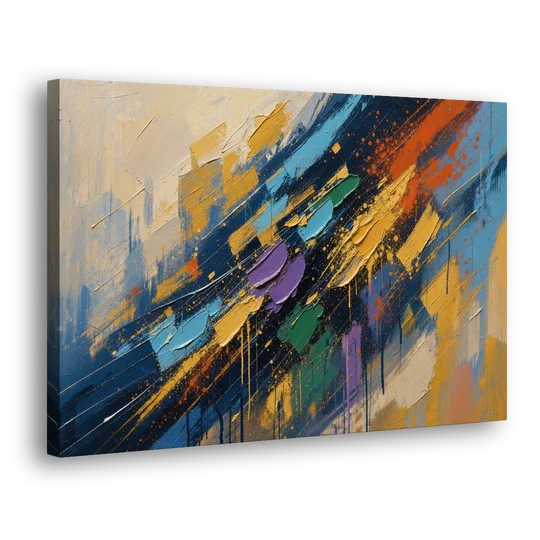 Blue Abstract Jewel Splatter Sweep - Canvas Wall Art - Side