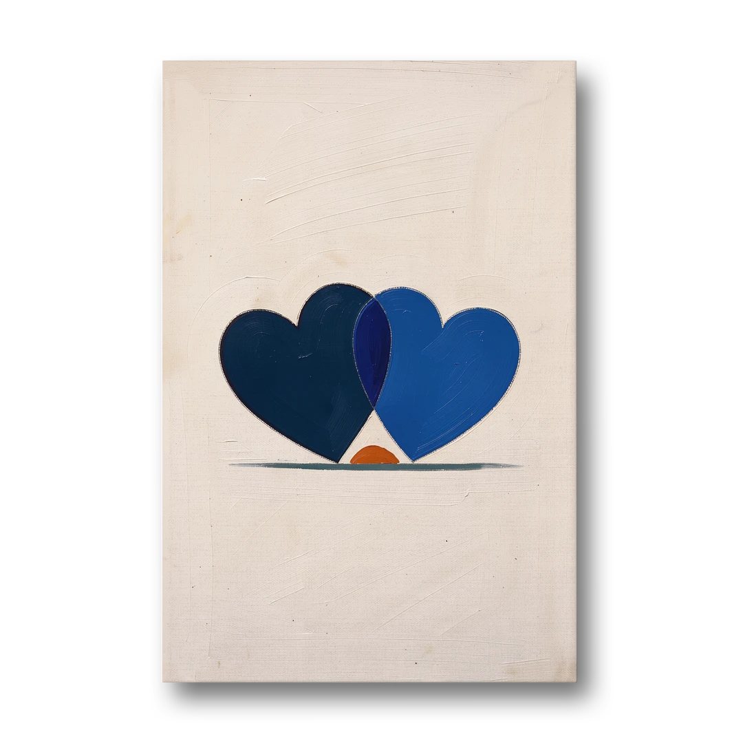 Blue Heart Painting with Ember Crescent - Canvas Wall Art - Front