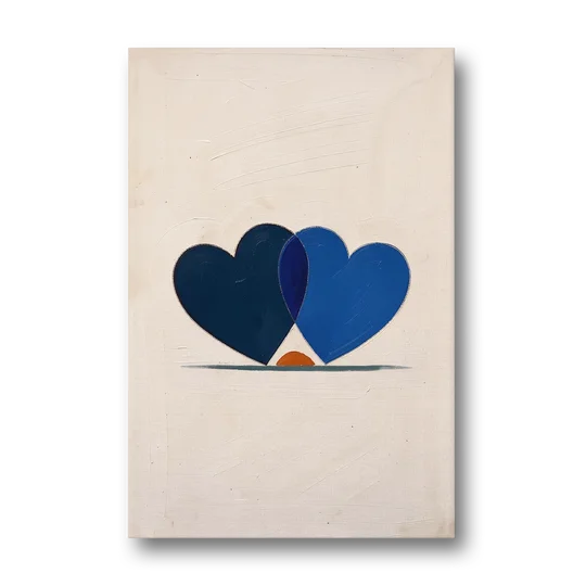 Blue Heart Painting with Ember Crescent - Canvas Wall Art - Front