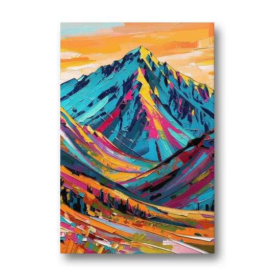 Blue Mountain Painting in Electric Light - Canvas Wall Art - Front
