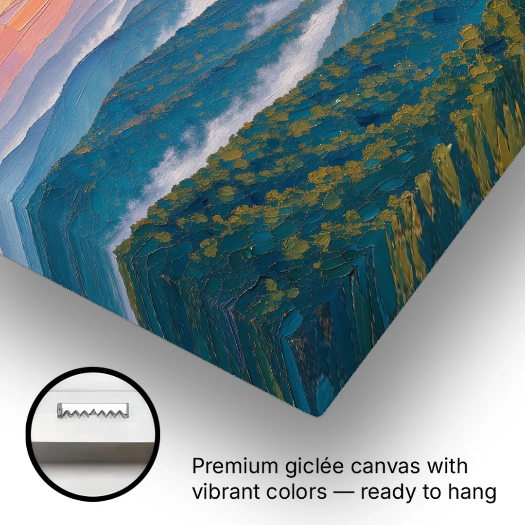 Blue Ridge Mountains Painting at Sunrise - Canvas Wall Art - Gallery Wrap Corner