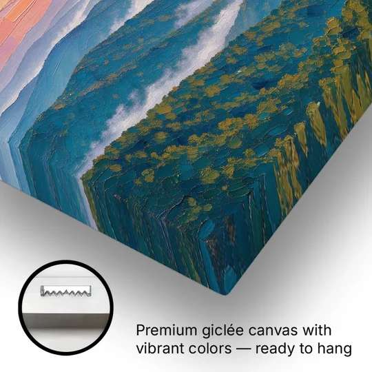 Blue Ridge Mountains Painting at Sunrise - Canvas Wall Art - Gallery Wrap Corner