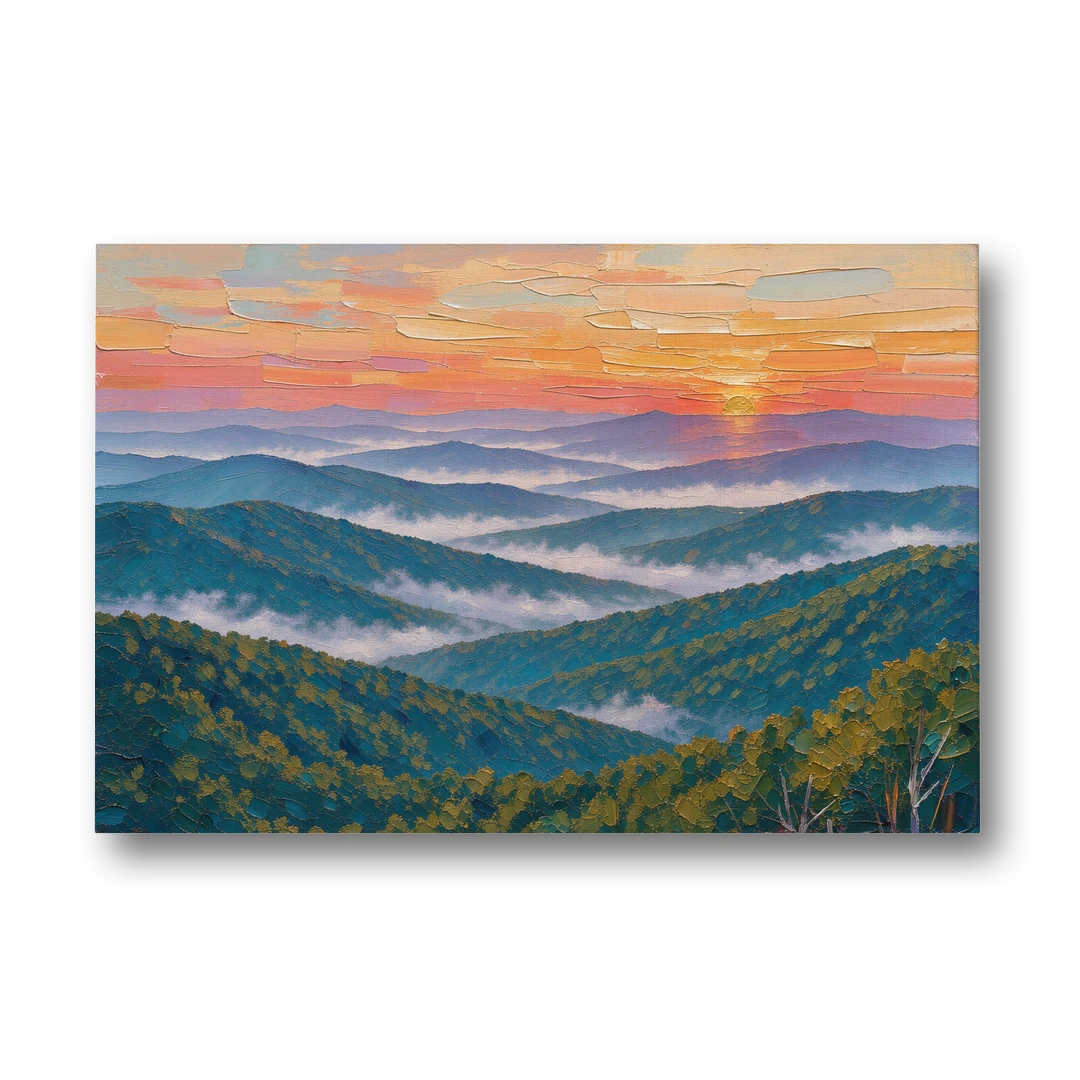 Blue Ridge Mountains Painting at Sunrise - Canvas Wall Art - Front