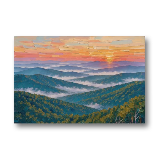 Blue Ridge Mountains Painting at Sunrise - Canvas Wall Art - Front