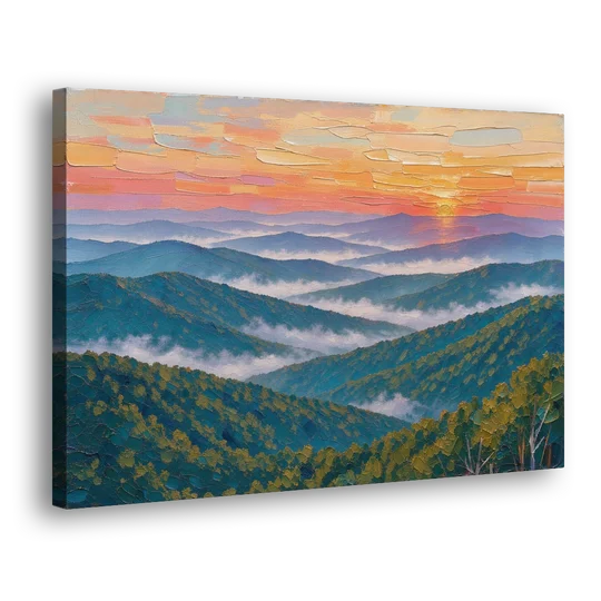 Blue Ridge Mountains Painting at Sunrise - Canvas Wall Art - Side