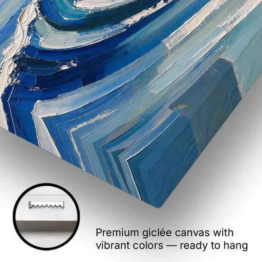 Blue Wall Decor with Cobalt Waves Breaking - Canvas Wall Art - Gallery Wrap Corner