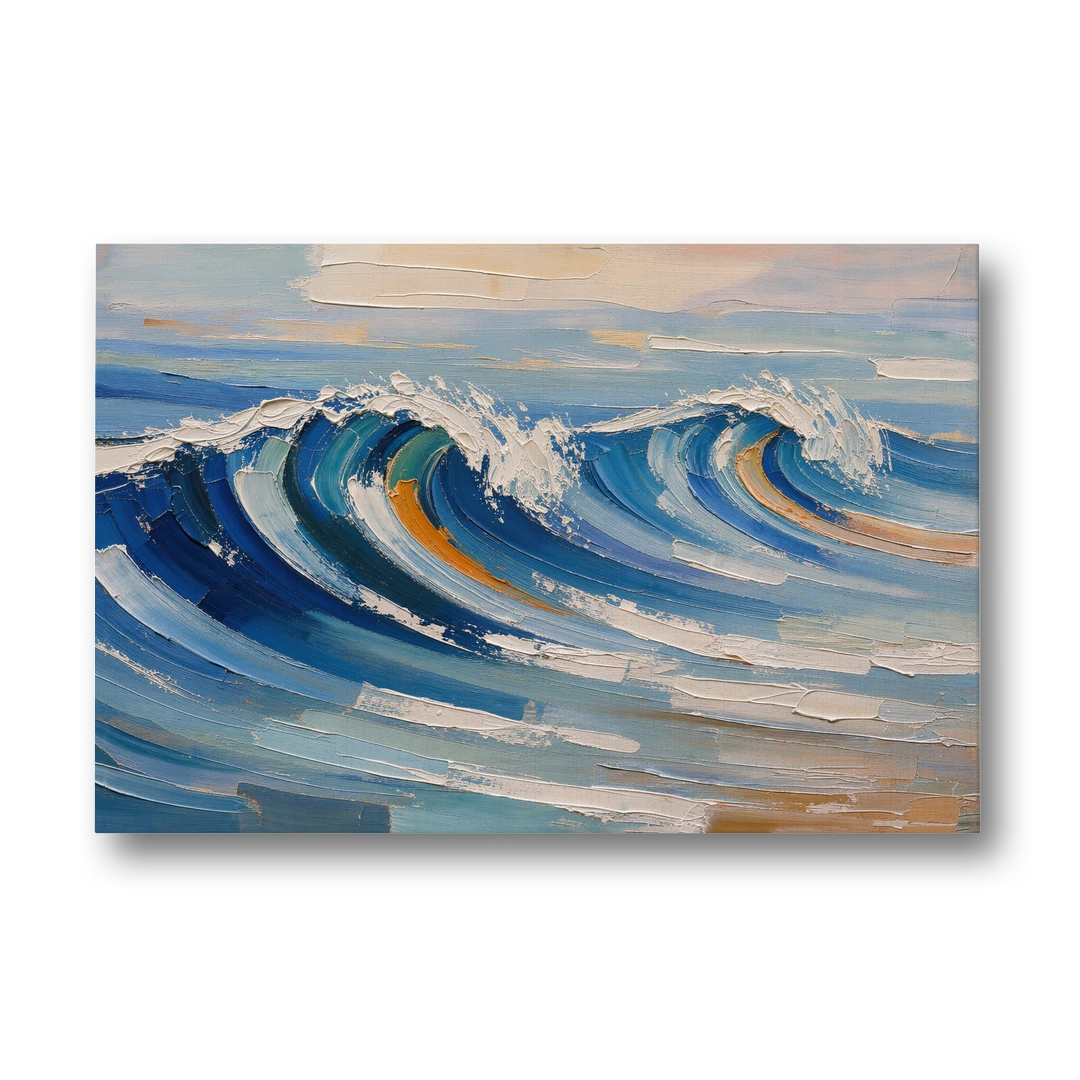 Blue Wall Decor with Cobalt Waves Breaking - Canvas Wall Art - Front