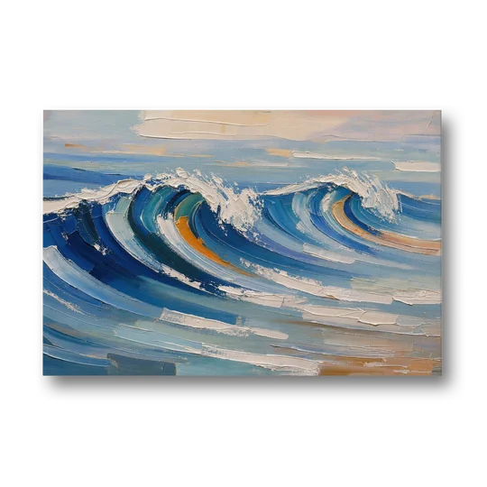 Blue Wall Decor with Cobalt Waves Breaking - Canvas Wall Art - Front