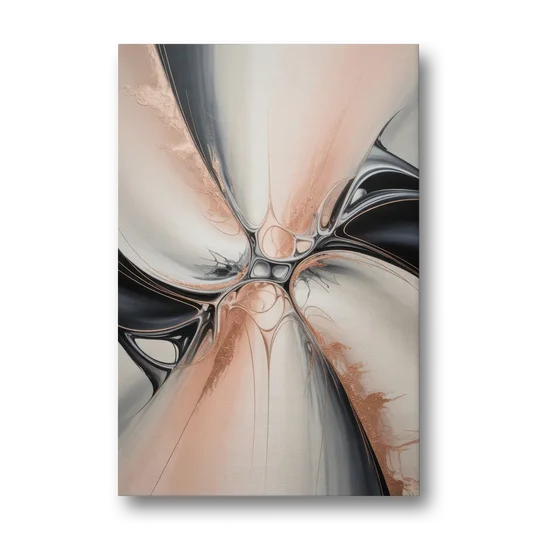 Blush Metallic Symphony Pink and Grey Abstract - Canvas Wall Art - Front