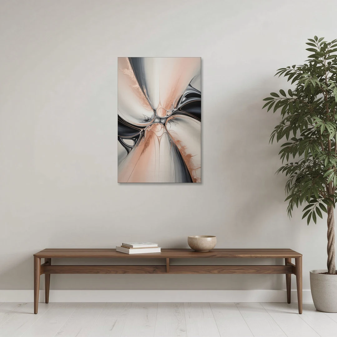 Blush Metallic Symphony Pink and Grey Abstract - Canvas Wall Art - Coffee Table - 24x36