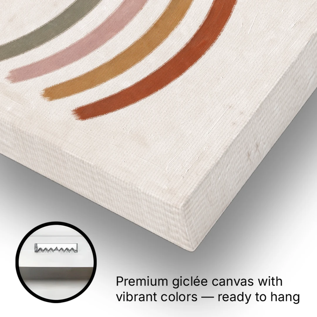 Boho Abstract Art with Clay Sun and Ripples - Canvas Wall Art - Gallery Wrap Corner