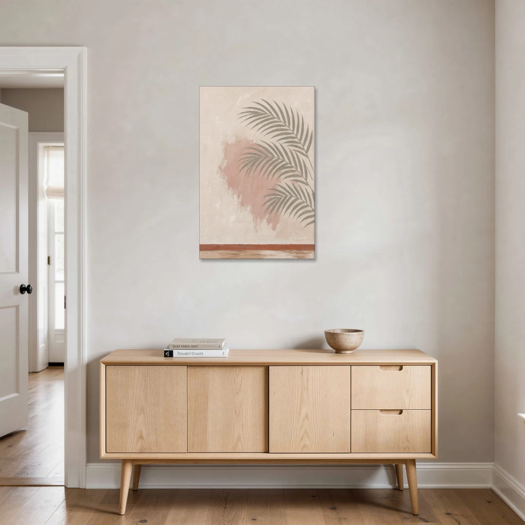 Boho Bathroom Wall Art with Palm Leaf Shadow - Canvas Wall Art - Coffee Table - 24x36