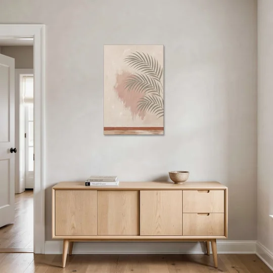 Boho Bathroom Wall Art with Palm Leaf Shadow - Canvas Wall Art - Coffee Table - 24x36
