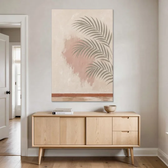 Boho Bathroom Wall Art with Palm Leaf Shadow - Canvas Wall Art - Coffee Table - 40x60