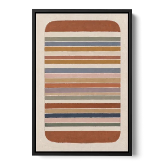 Boho Canvas Prints of Woven Blanket Stripes - Black Framed Canvas Wall Art - Front