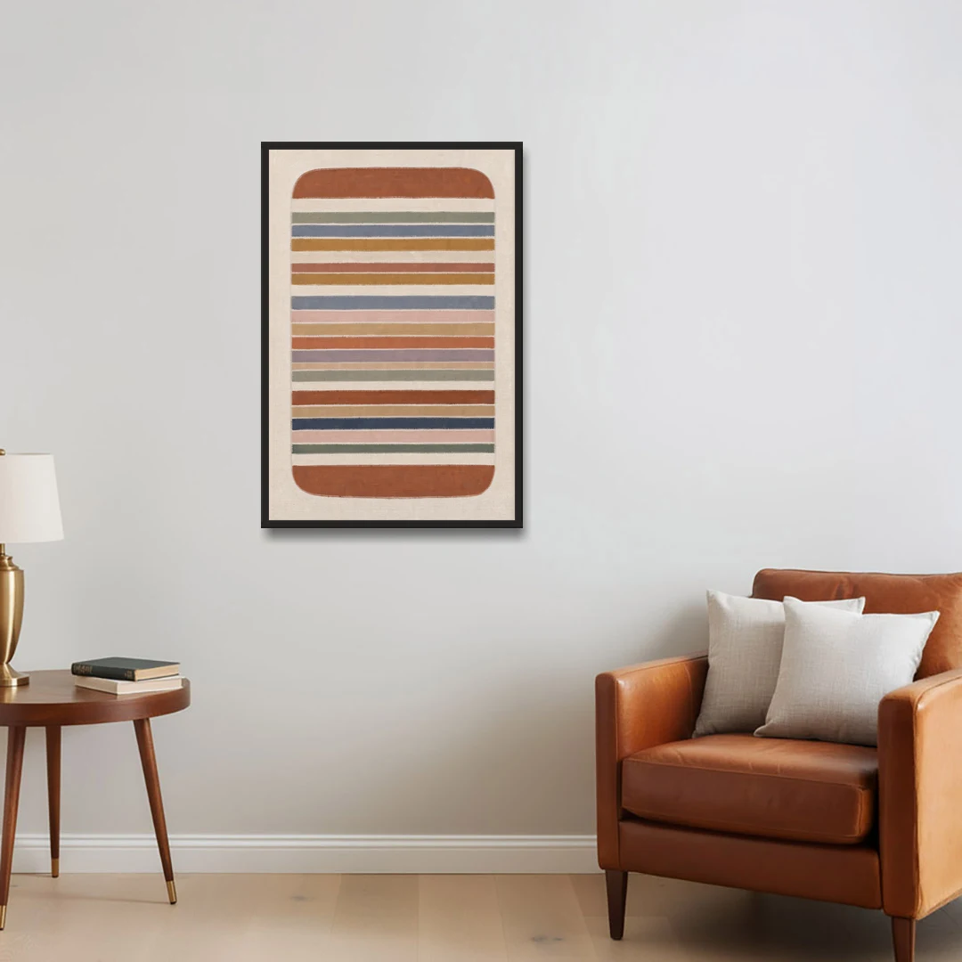 Boho Canvas Prints of Woven Blanket Stripes - Black Framed Canvas Wall Art - Sofa - 24x36