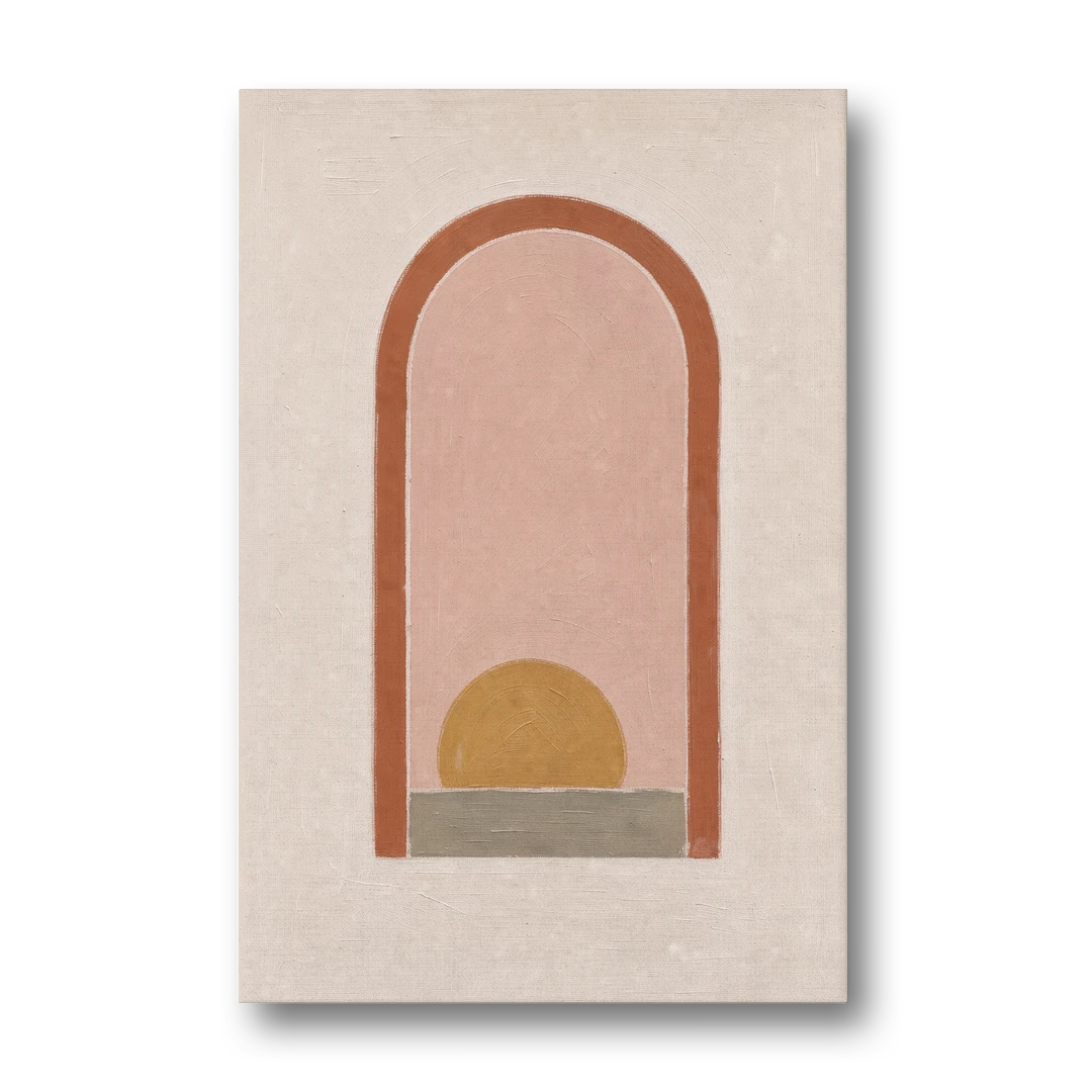 Boho Entryway Decor with Sun in a Tall Arch - Canvas Wall Art - Front