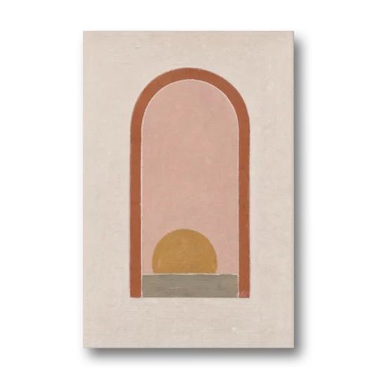 Boho Entryway Decor with Sun in a Tall Arch - Canvas Wall Art - Front