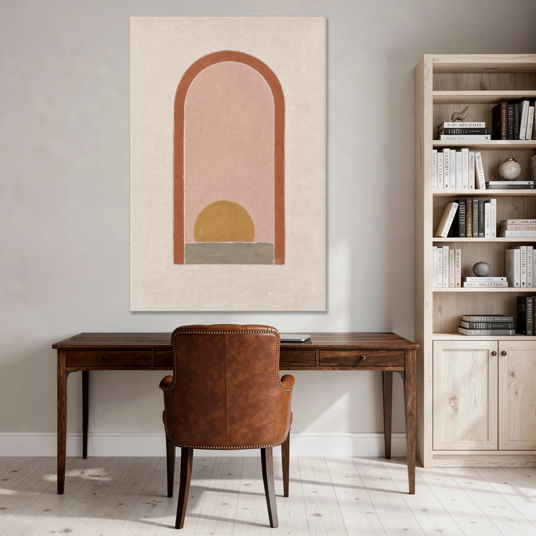 Boho Entryway Decor with Sun in a Tall Arch - Canvas Wall Art - Office - 40x60